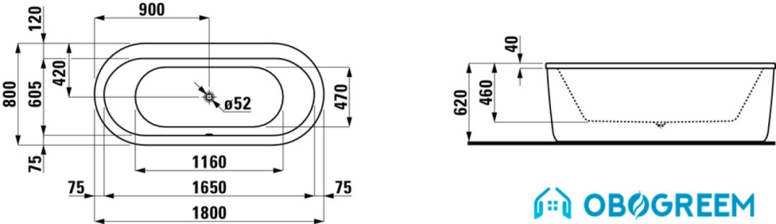 Ванна Laufen Solutions 180x80 [2.2451.2.000.000.1]