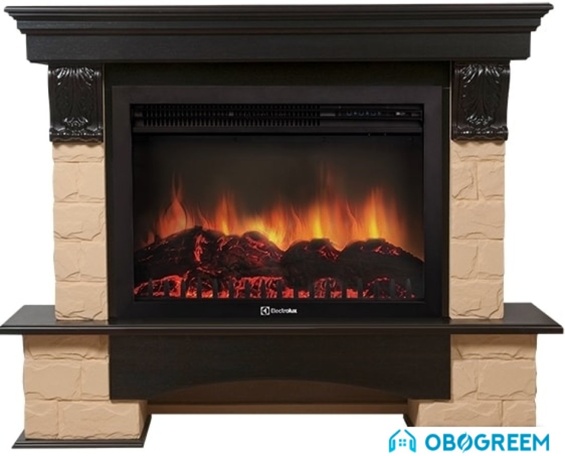 Портал Firelight Forte 30U (угловой, камень бежевый/шпон темный дуб)