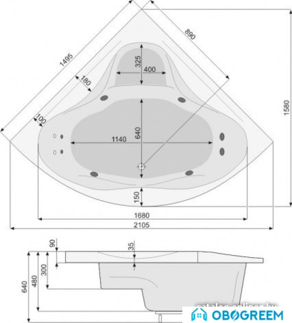 Ванна Poolspa Francja 150 x 150