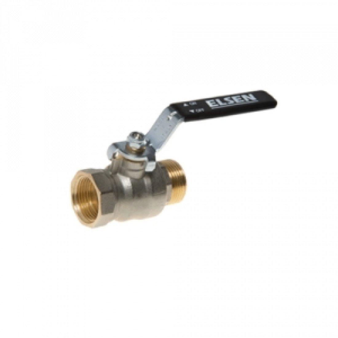 Кран шаровой полнопроходной ELSEN Strong T 2101 - 1"1/2 (НР/ВР, PN40, Tmax 150°С,ручка-рычаг черная)