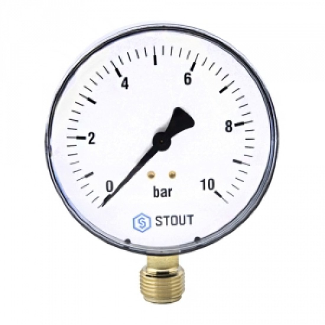 Манометр радиальный STOUT - 1/2" (D80 мм, шкала 0-16 бар)