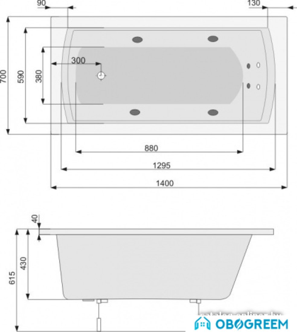 Ванна Poolspa Linea 140 x 70