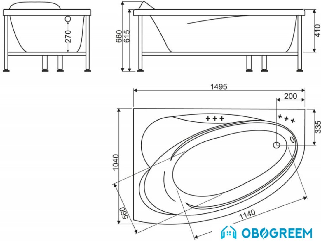 Ванна BelBagno BB106 150х104 левая