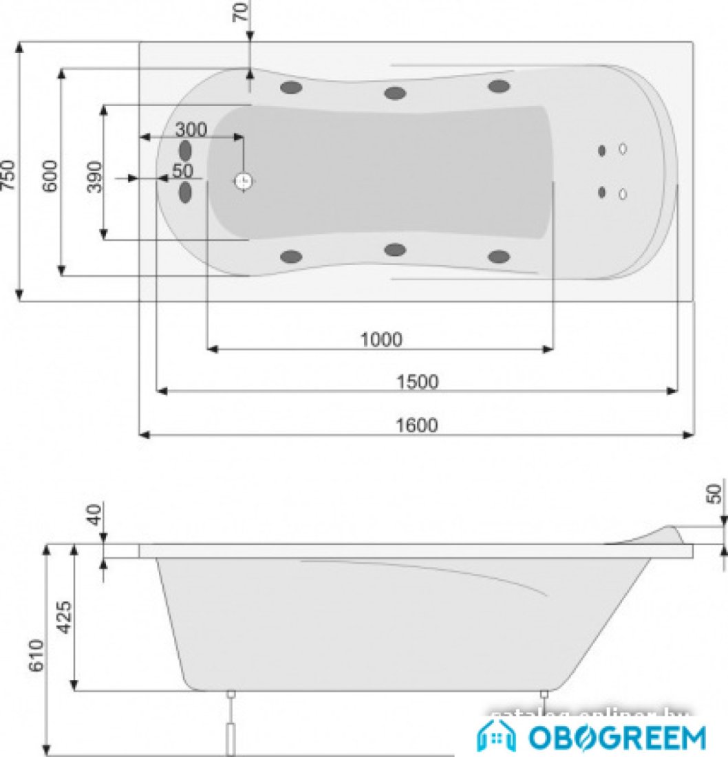 Ванна Poolspa Muza 160 x 75