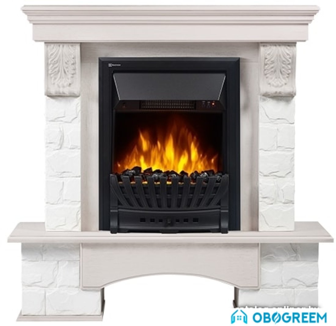 Портал Firelight Forte Classic (камень белый/шпон беленый дуб)