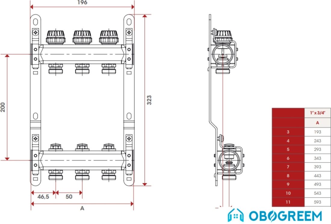 Запорная арматура ITAP Коллектор с запорными клапанами 922C 1"x3/4" (8 кон.)