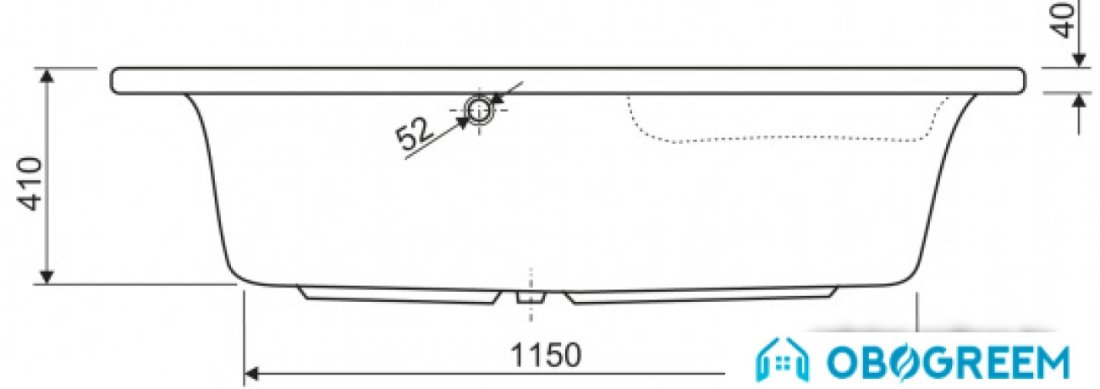 Ванна Cezares Tebe left 150x100 [TEBE-150-100-41-L]