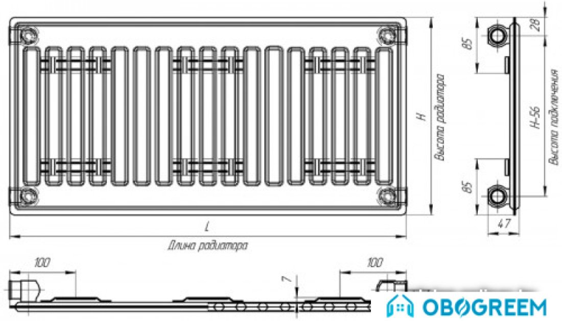Стальной панельный радиатор Лидея ЛК 10-320 300x2000