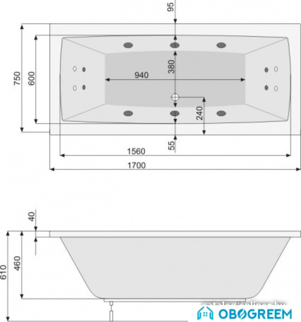 Ванна Poolspa Vita 170x75 Smart 2+ PHPJ910ST2C1960