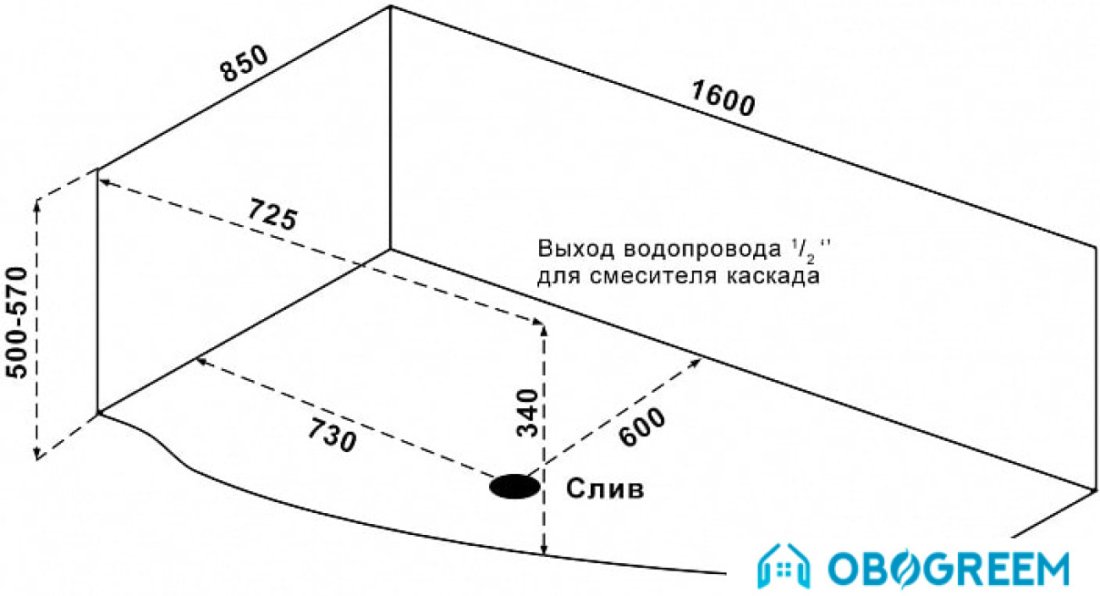 Ванна BAS Мартиника 160x85R