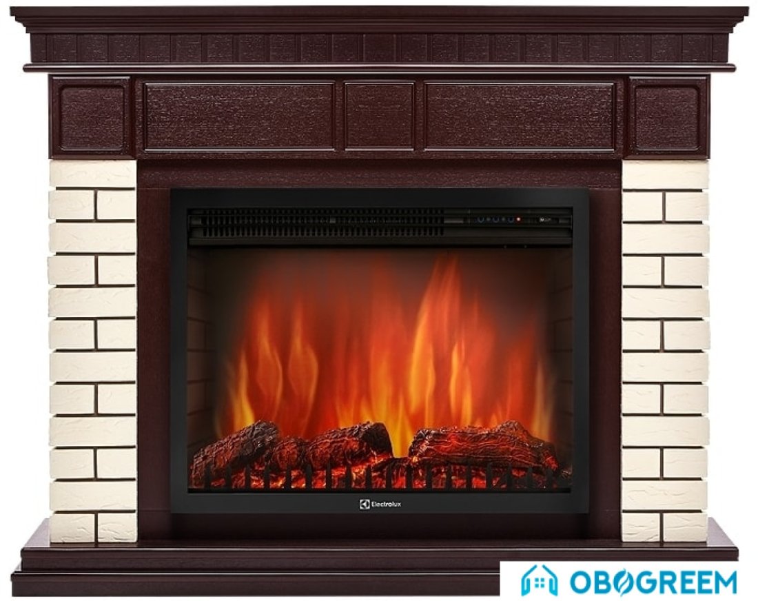 Портал Firelight Bricks 30U (угловой, камень бежевый/шпон темный дуб)