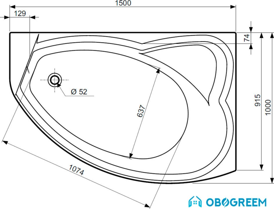 Ванна Kolo Agat 150x100 R