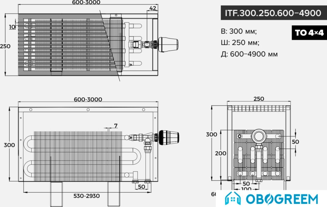 Конвектор itermic ITF.300.250.900