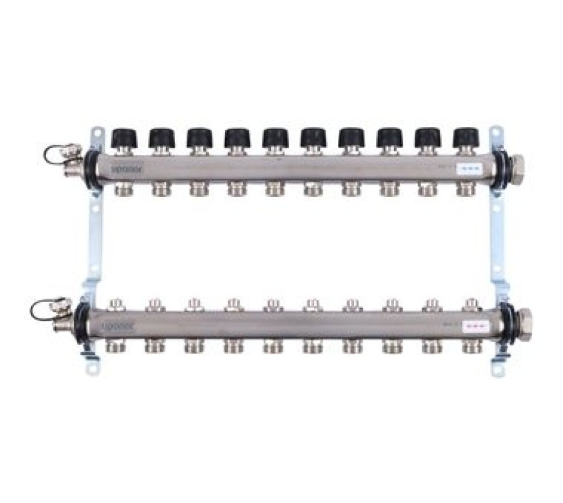 Uponor Smart S коллектор с клапанами стальной, выходы 10X3/4" евроконус
