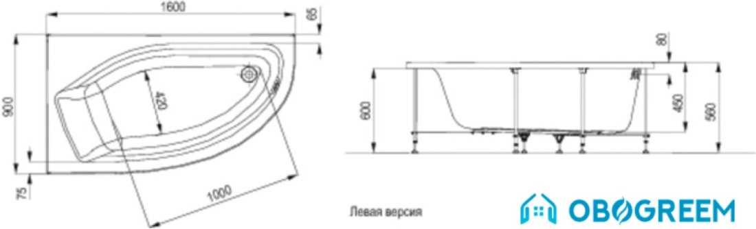 Ванна Ideal Standard Active 160x90 R [K1850]