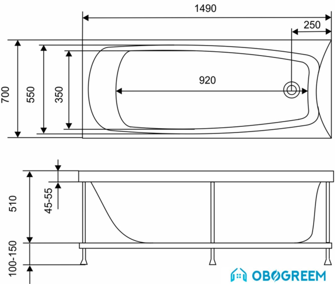 Ванна Eurolux Troya 150x70