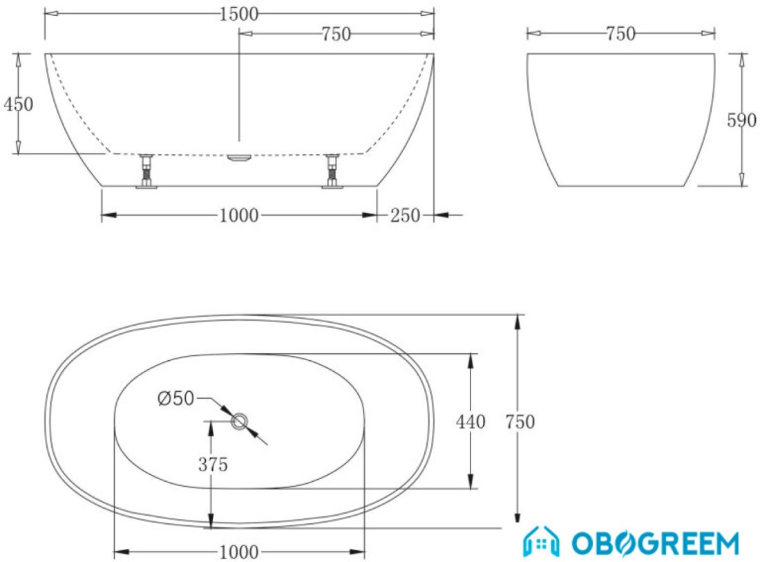 Ванна BelBagno BB81 150х75