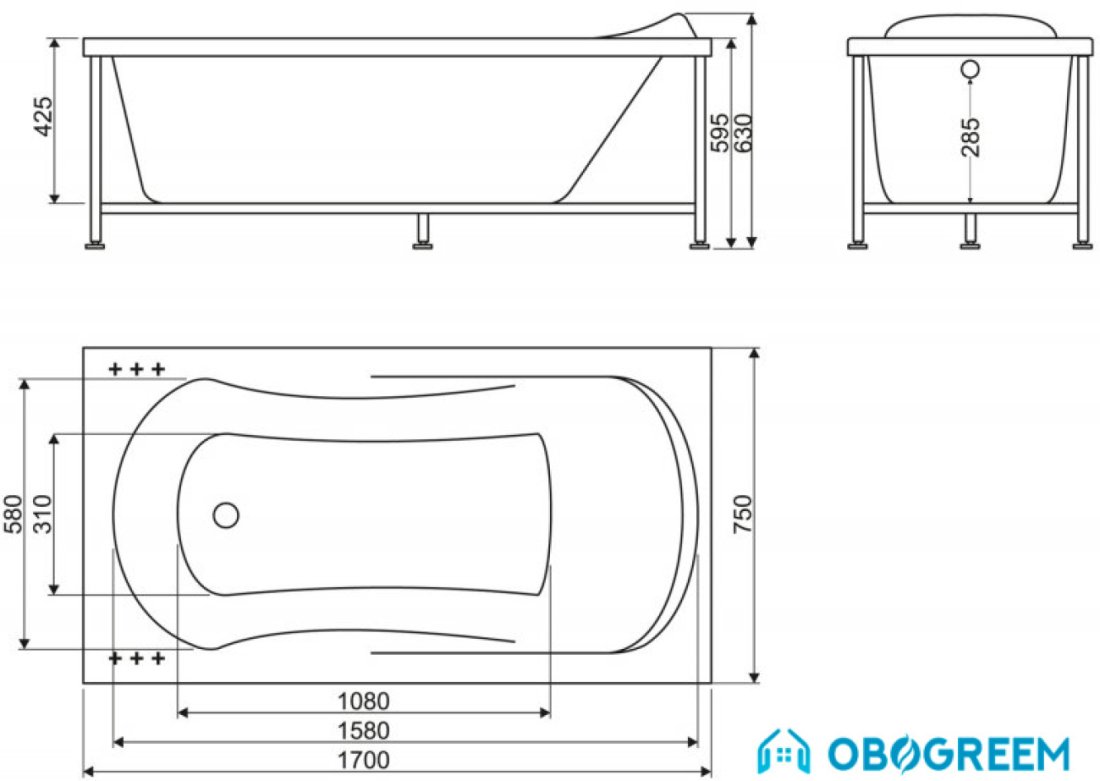 Ванна BelBagno BB103 170х75