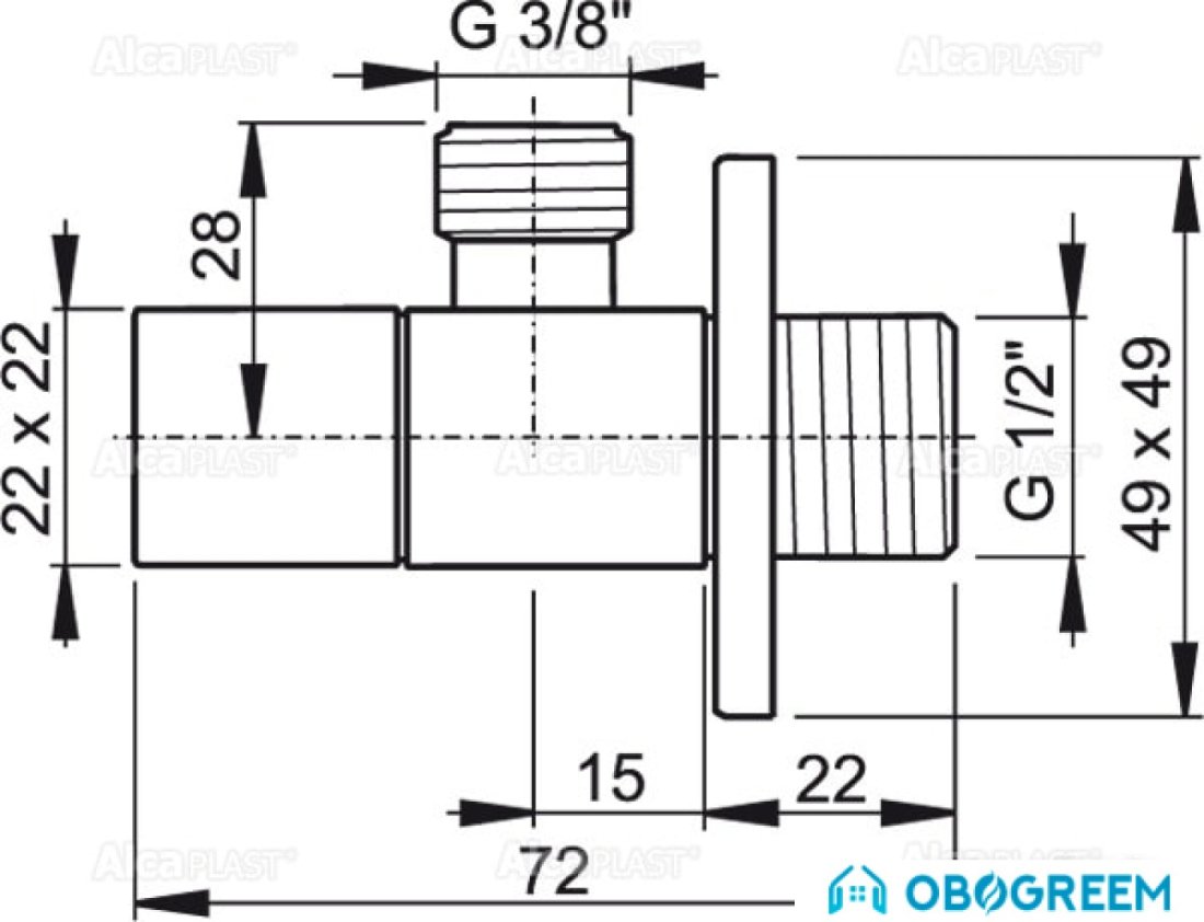 Запорная арматура Alcaplast Угловой вентиль 1/2"x3/8" ARV002