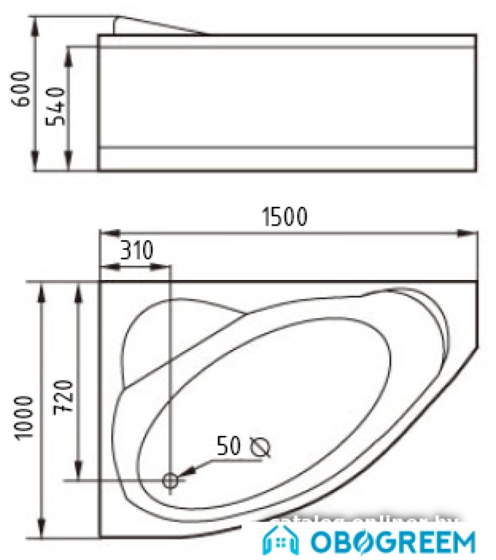 Ванна Gemy G9009 B R 150x100