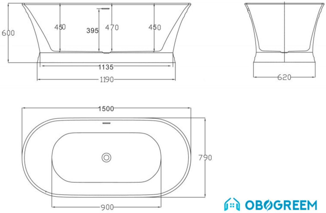 Ванна BelBagno BB402 170x79