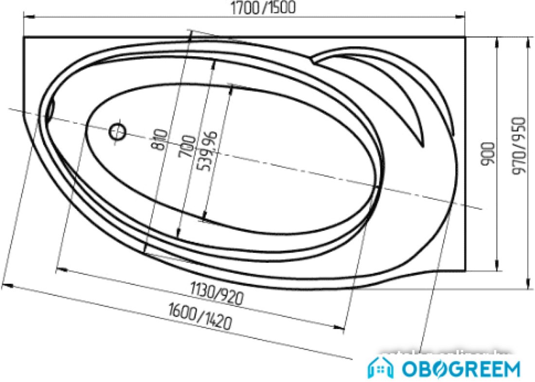 Ванна Aquatek Бетта 170x97L (c экраном)