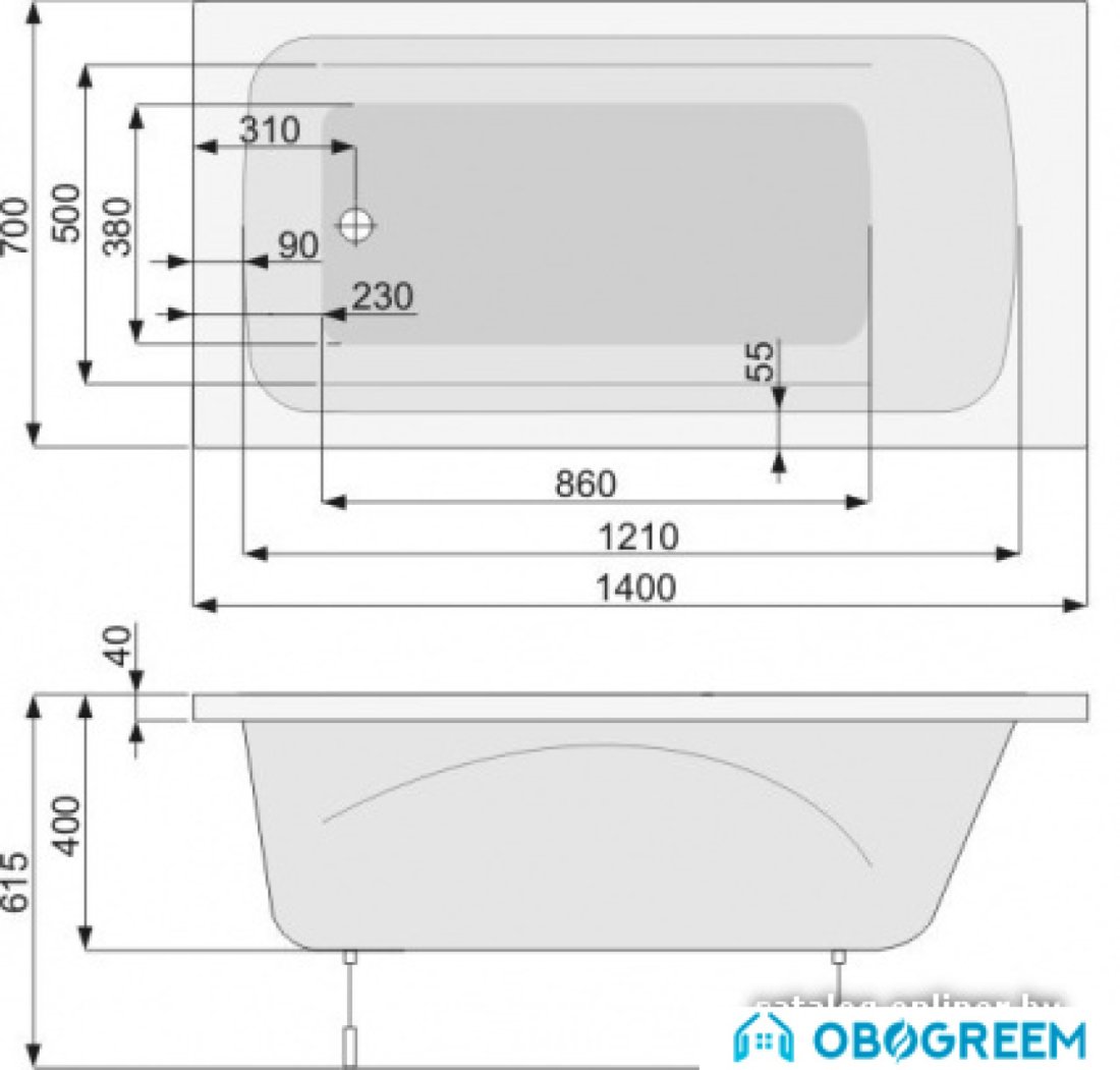 Ванна Poolspa Klio 140 x 70