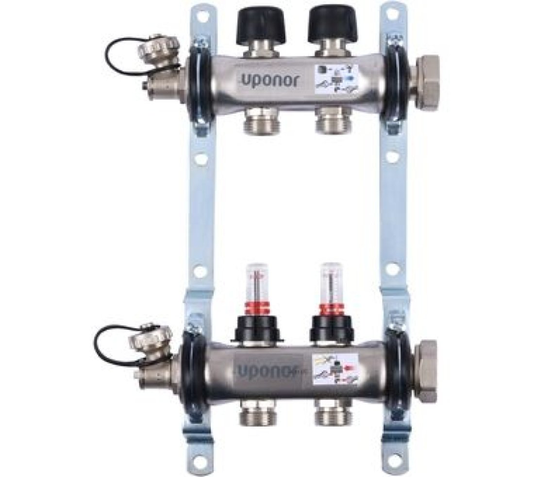 Uponor Smart S коллектор с расходомерами стальной, выходы 2X3/4 Евроконус