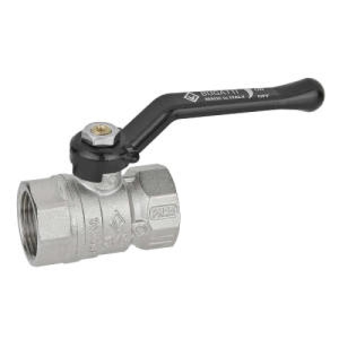 Кран шаровой Bugatti Arizona 600 - 1/2" (ВР/ВР, PN40, Tmax 120°С, ручка-рычаг черная алюминиевая)