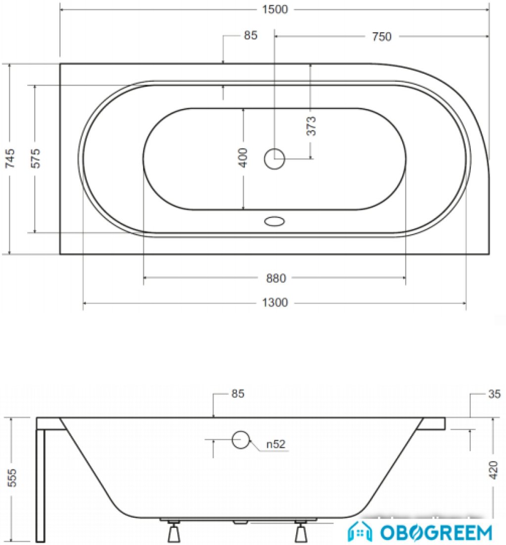 Ванна Besco Avita R 150x75