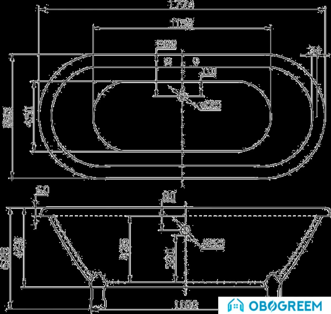 Ванна BelBagno BB21 177.4x80.5