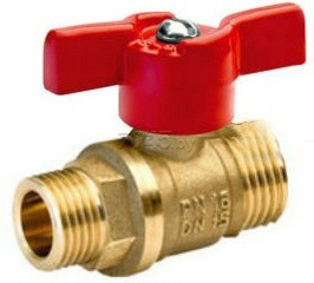 Кран шаровый 1/2" стандарт нар.-нар. бабочка PN1,6 МПа; 11Б27п7, ЦВЕТЛИТ (ЦРБ0062)