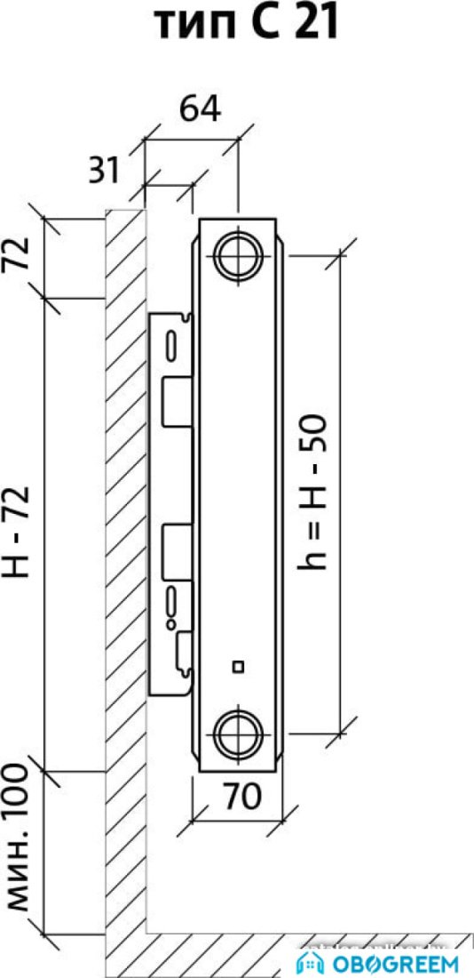 Стальной панельный радиатор Royal Thermo Compact C21-500-400 (Bianco Traffico)