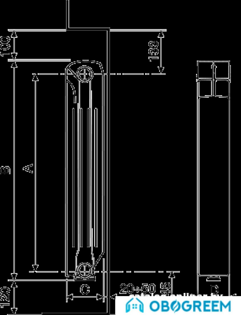 Алюминиевый радиатор Fondital Calidor Super B4 500/100 V69003410 (10 секций)