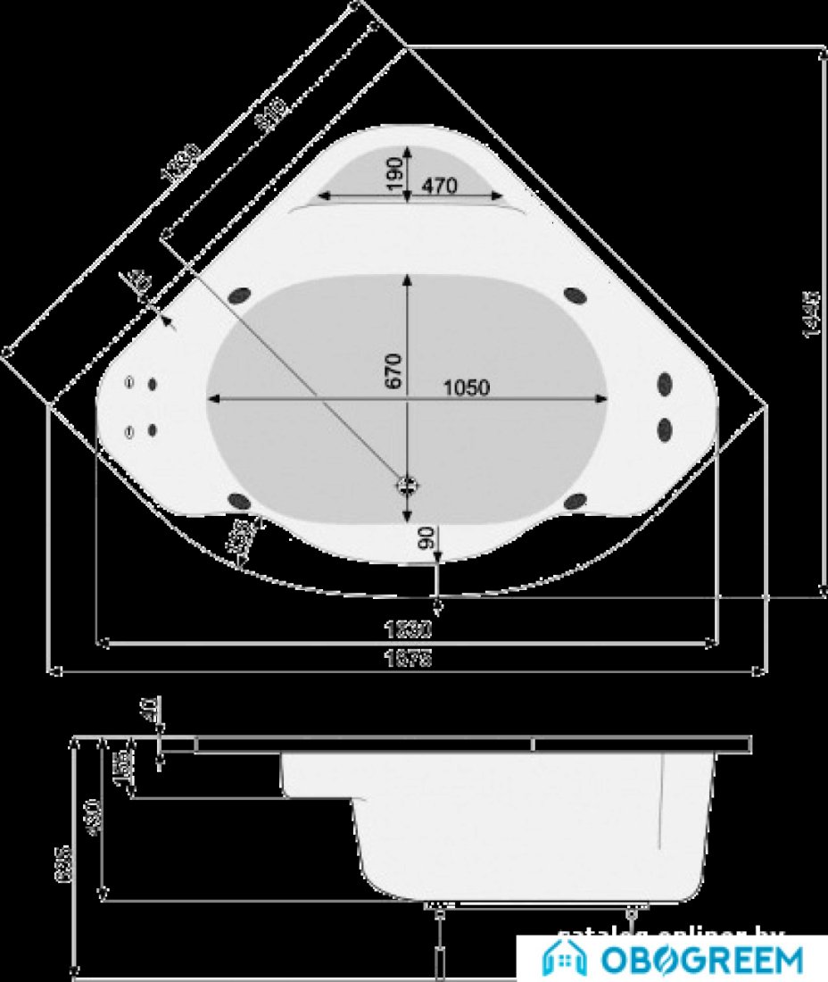 Ванна Poolspa Klio Sym 133 x 133