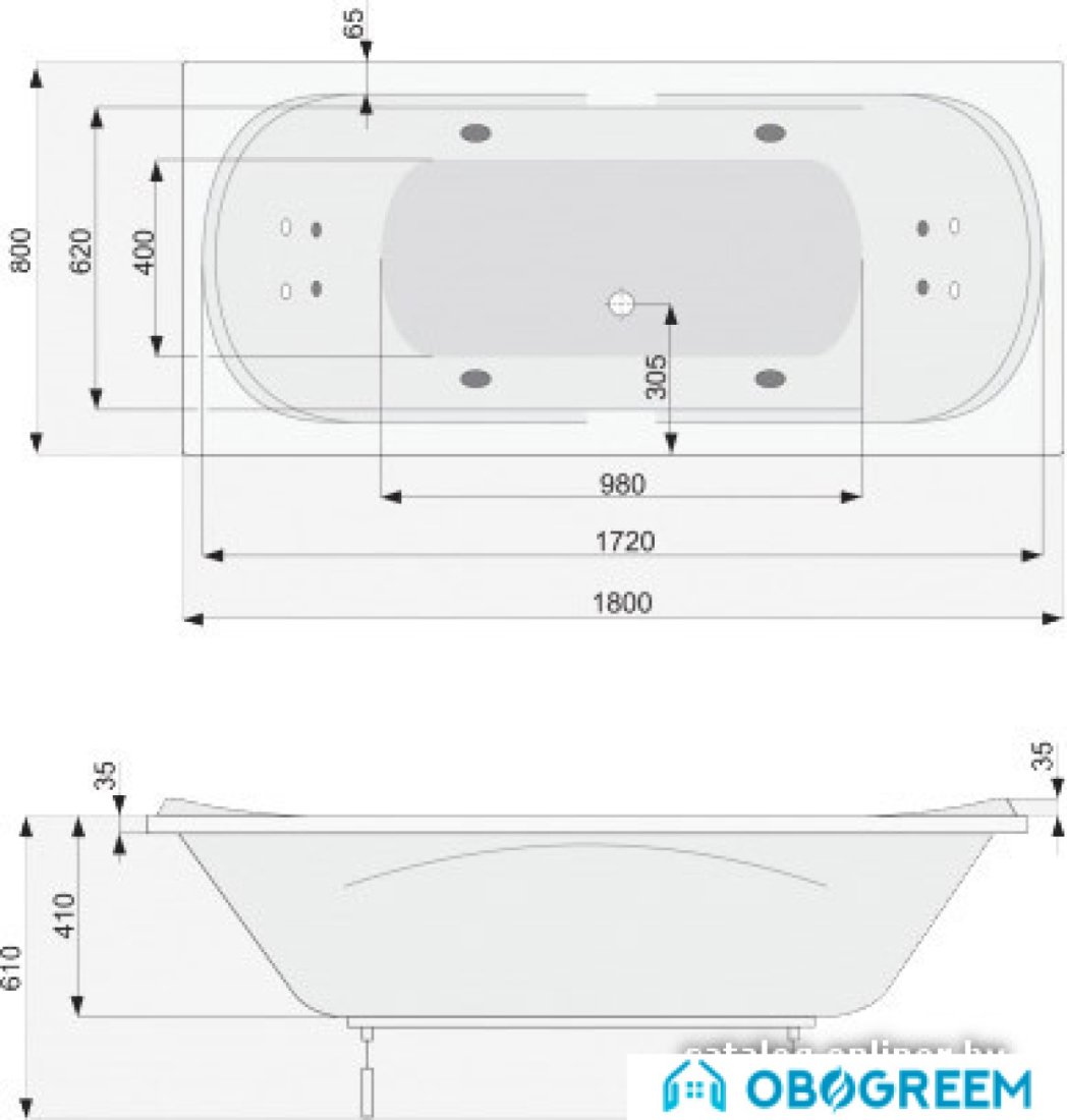 Ванна Poolspa Gemini 180 x 80