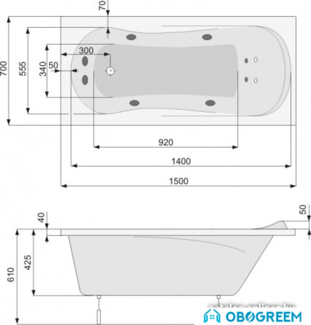 Ванна Poolspa Muza 150 x 70