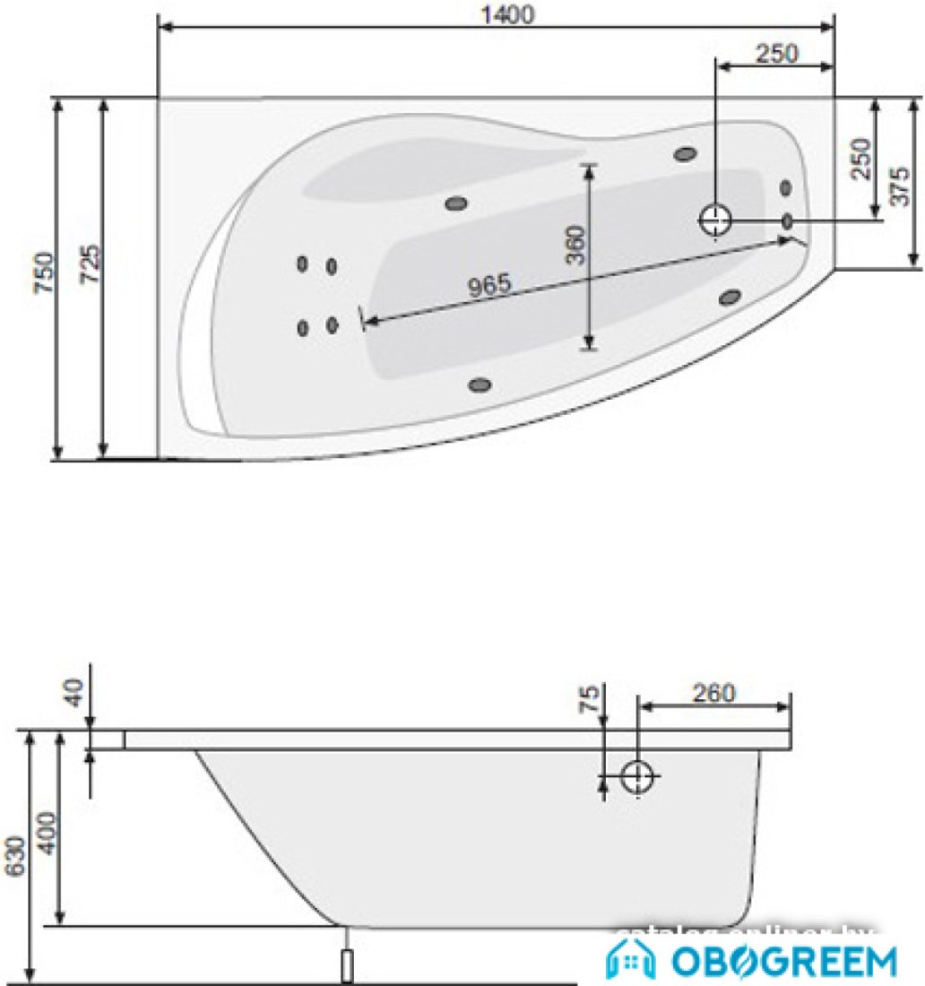 Ванна Poolspa Nicole 140x75 L