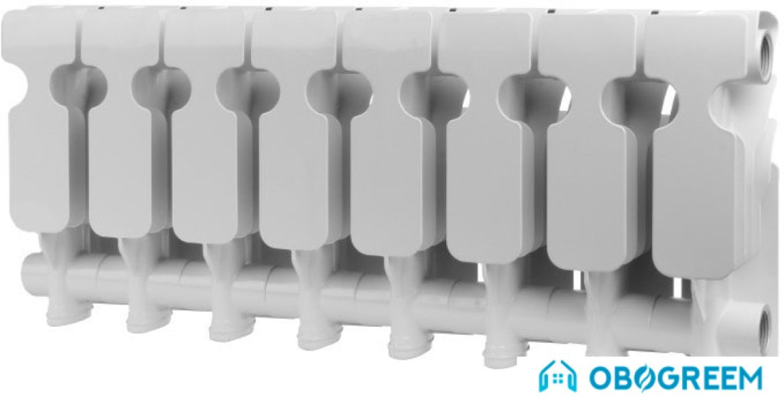 Алюминиевый радиатор Rommer Plus 200 (14 секций, с монтажным комплектом и кранами)