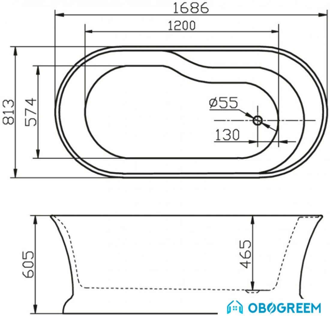 Ванна BelBagno BB300 168.6x81.3