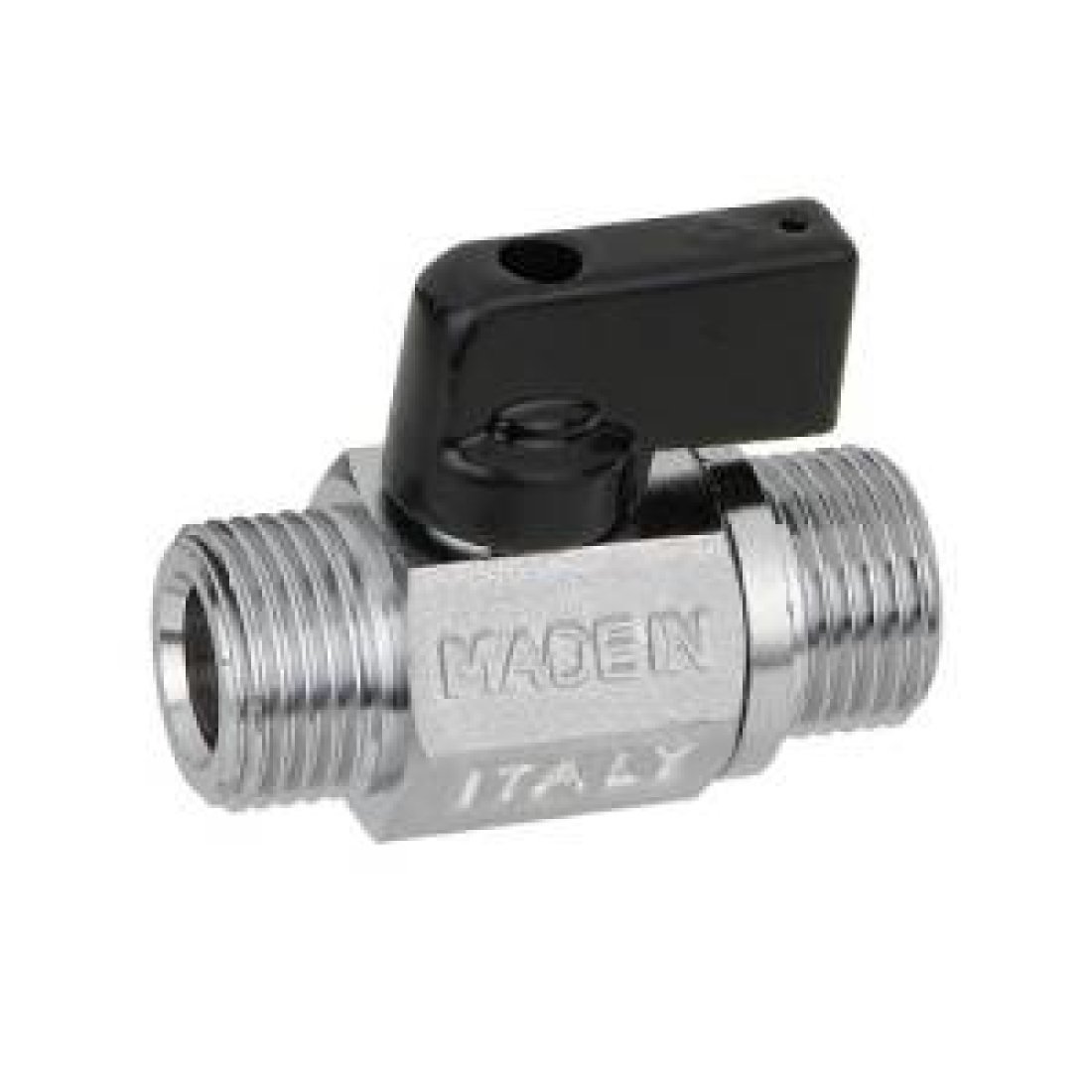 Кран шаровой мини Bugatti Kansas 810  - 1/2" (НР/НР, PN16, Tmax 90°С, ручка-флажок черная)