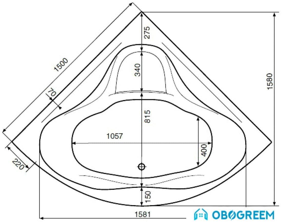 Ванна Jika Maggiore 150x150 Comfort [2.3787.1.000.671.1]