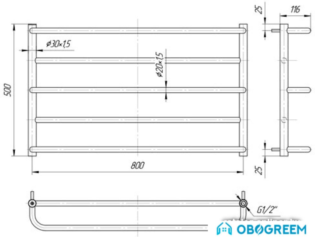 Полотенцесушитель Марио Люкс Сити 50x83