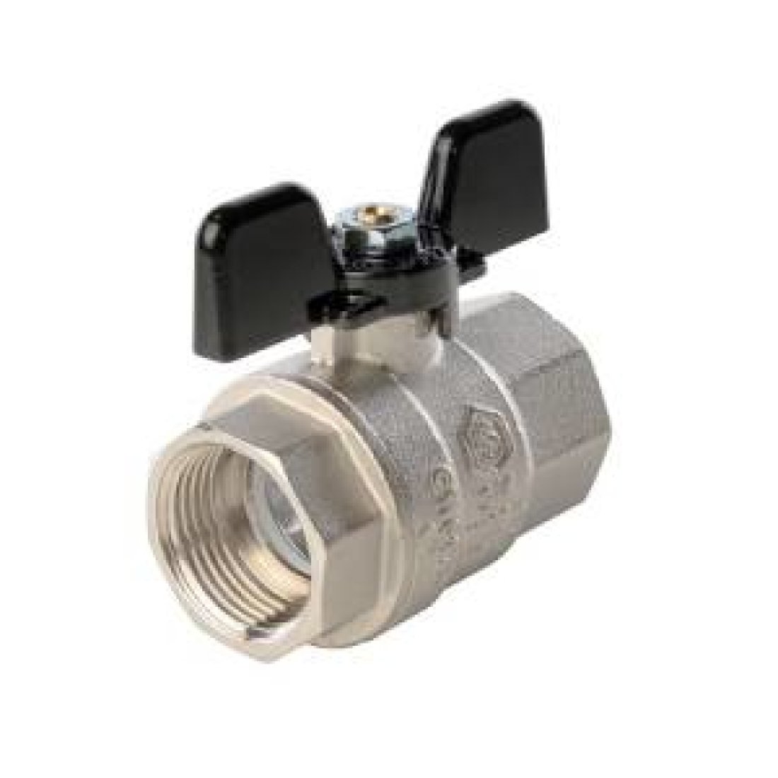 Кран шаровой полнопроходной STOUT - 1/2" (ВР/ВР, PN40, Tmax 150°С, ручка-бабочка черная)
