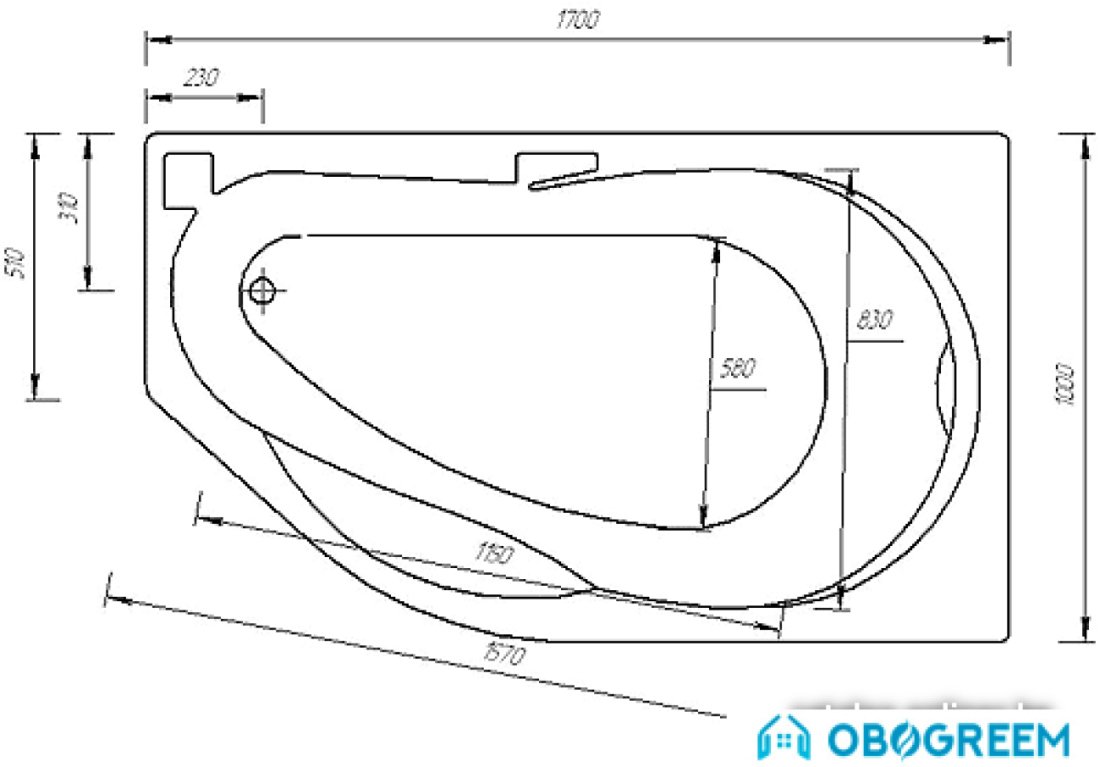 Ванна Aquatek Таурус 170x100R