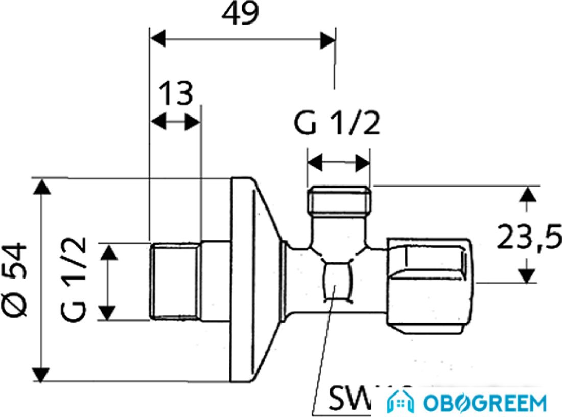 Запорная арматура Schell Вентиль горизонтальный для смесителя 1/2"x1/2" 05 217 06 99