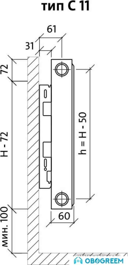 Стальной панельный радиатор Royal Thermo Compact C11-500-1200 (Bianco Traffico)