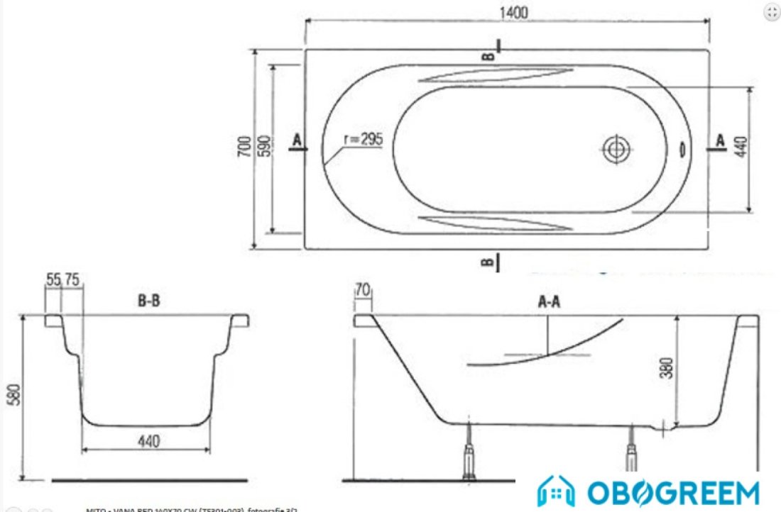 Ванна Cersanit Mito Red 140x70 (с ножками) TS301-003