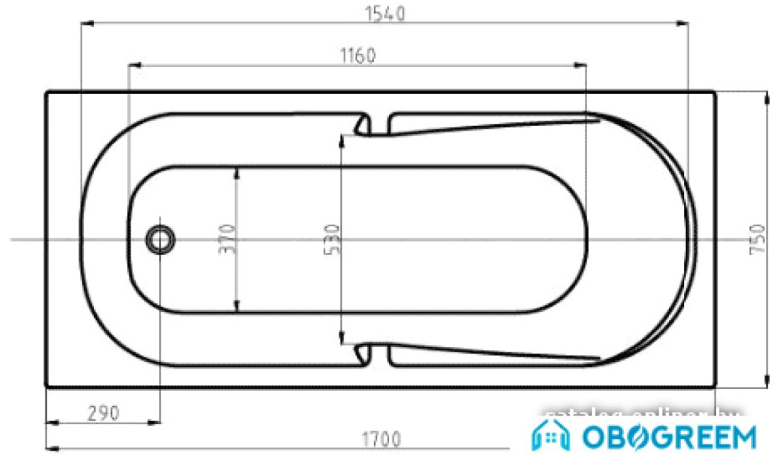 Ванна Aquatek Лея 170x75 без гидромассажа (без экрана)