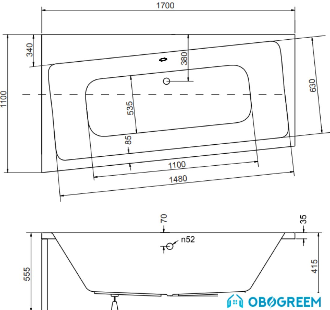 Ванна Besco Infinity L 170x110